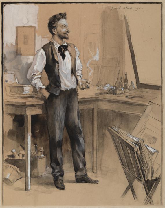   - L’Artiste Félicien Rops dans son atelier