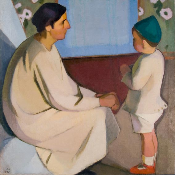 Jean Vanden Eeckhoudt - La mère et enfant au bonnet vert