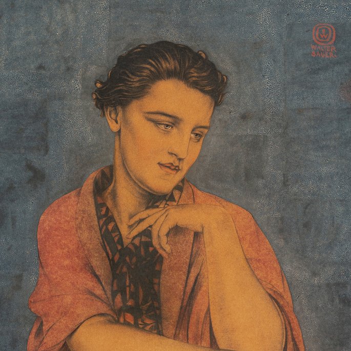 Walter Sauer - Jeune femme en rouge